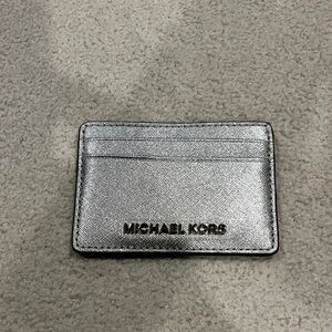 Michael Kors Metallic Silver Card Holder